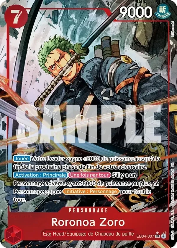 Carte One Piece française Roronoa Zoro EB04-007 SR