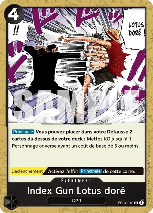 Carte One Piece française EB04-049 Index Gun Lotus doré