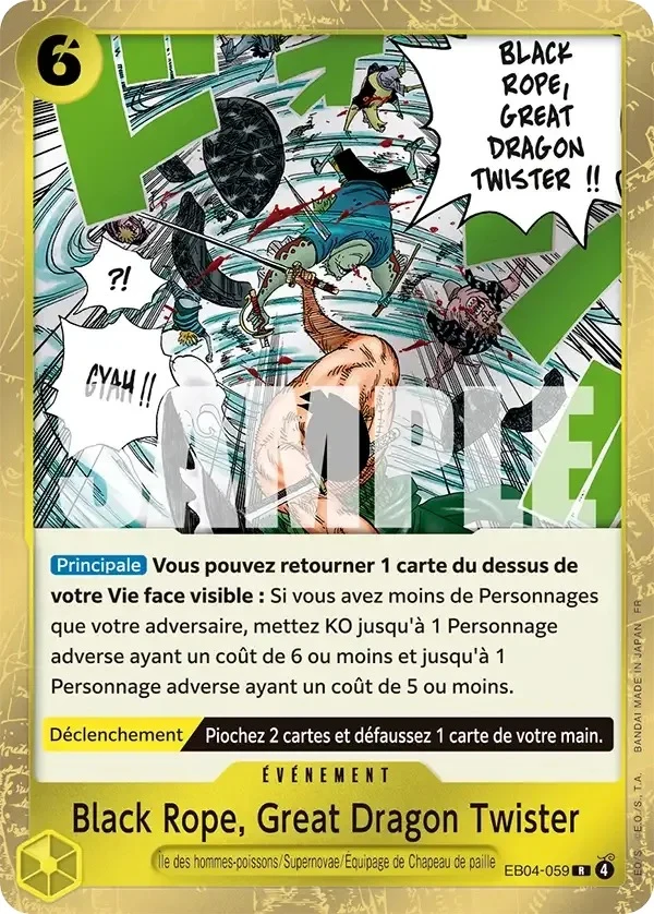 Carte One Piece française Black Rope, Great Dragon Twister EB04-059 R