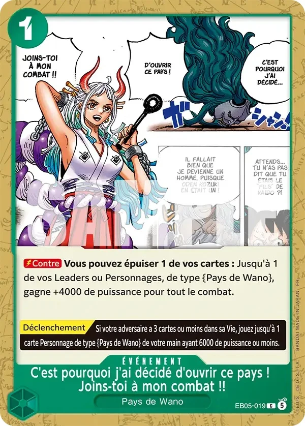 Carte One Piece française C'est pourquoi j'ai décidé d'ouvrir ce pays ! Joins-toi à mon combat !! EB05-019 C