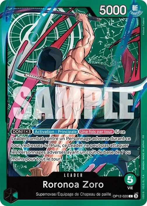 Carte One Piece française OP12-020 Roronoa Zoro