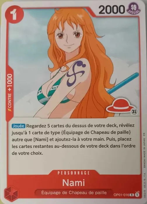 Carte One Piece française OP01-016 Nami (version 3)