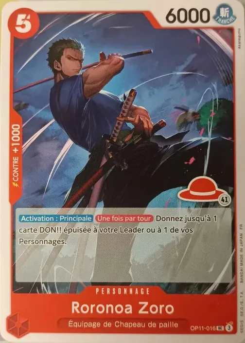 Carte One Piece française OP11-016 Roronoa Zoro (version 4)