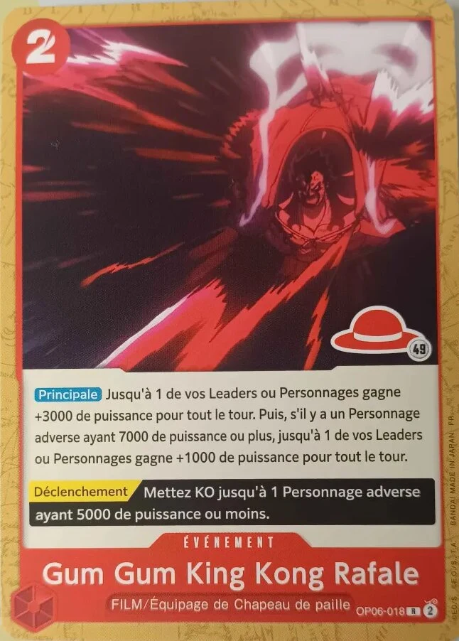Carte One Piece française Gum Gum King Kong Rafale OP06-018 R