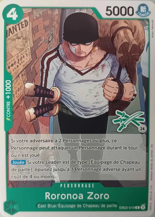 Carte One Piece française EB02-019 Roronoa Zoro