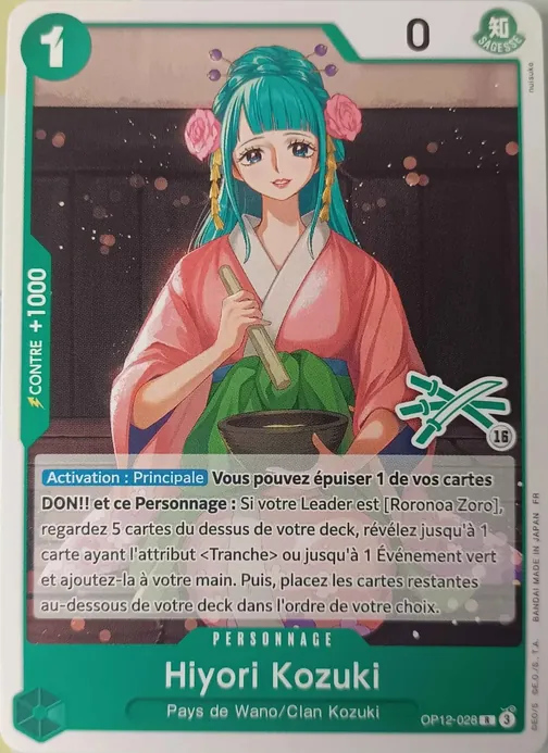 Carte One Piece française OP12-028 Hiyori Kozuki (version 2)