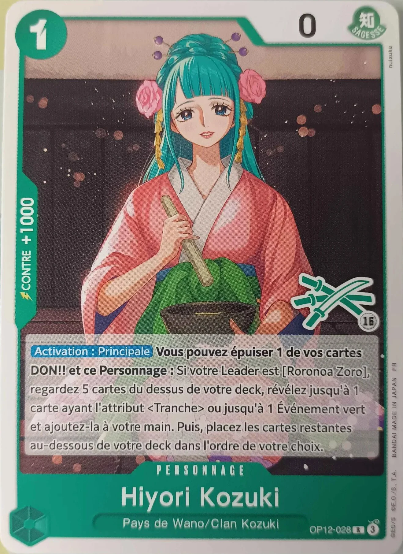 Carte One Piece française Hiyori Kozuki OP12-028 R