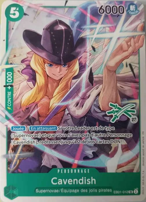 Carte One Piece française EB01-012 Cavendish (version 2)
