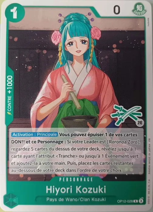 Carte One Piece française OP12-028 Hiyori Kozuki (version 3)