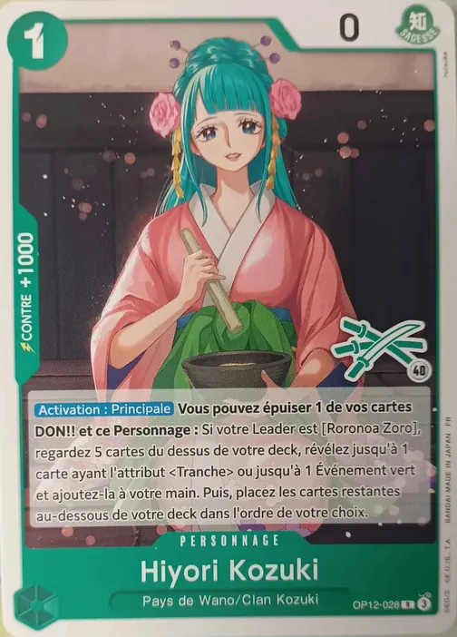 Carte One Piece française OP12-028 Hiyori Kozuki (version 4)