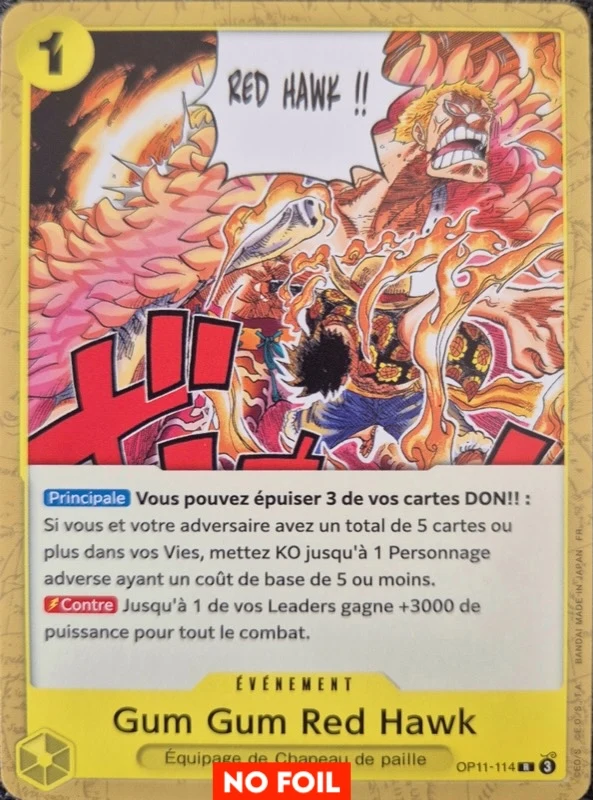 Carte One Piece française Gum Gum Red Hawk OP11-114 R
