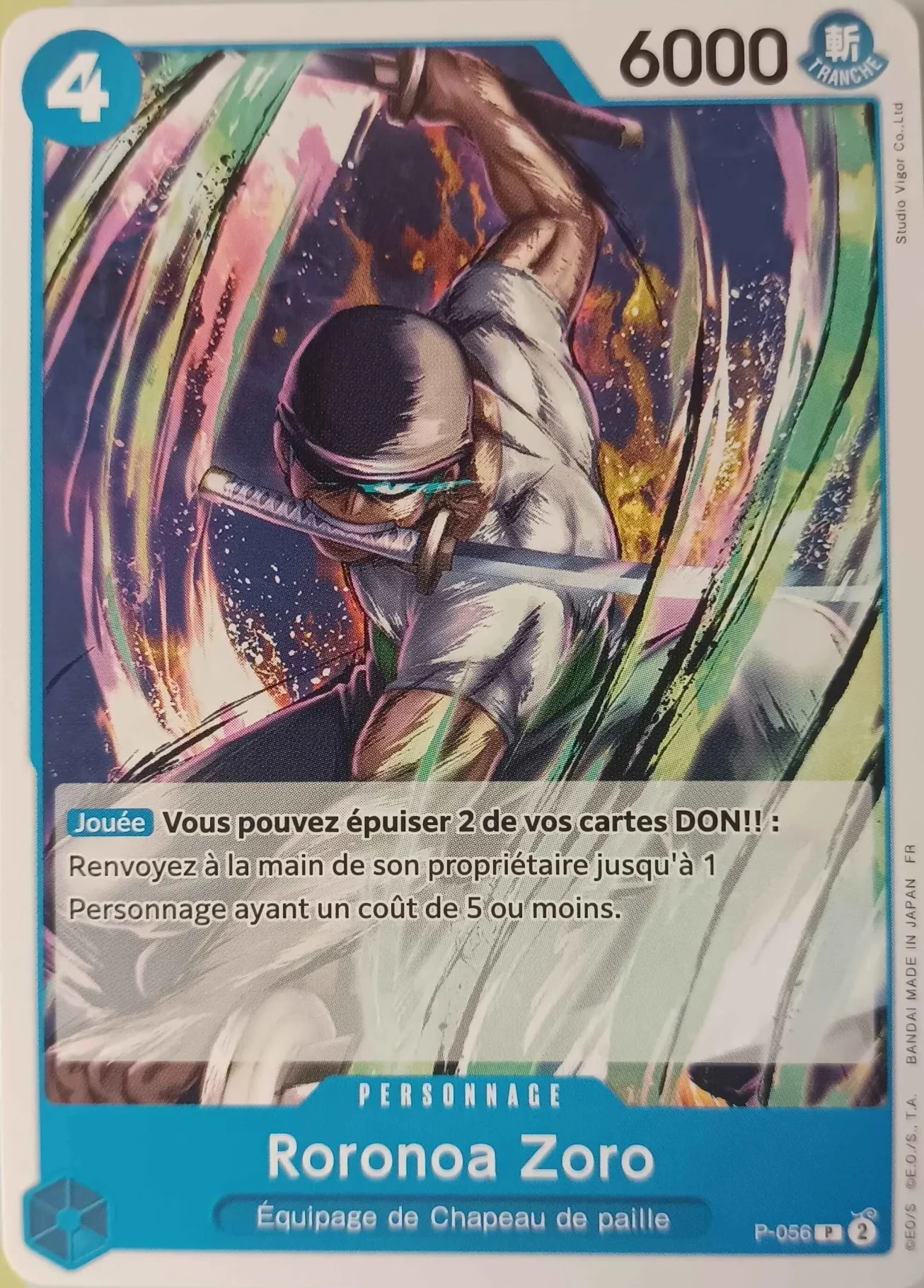 Carte One Piece française Roronoa Zoro P-056 P
