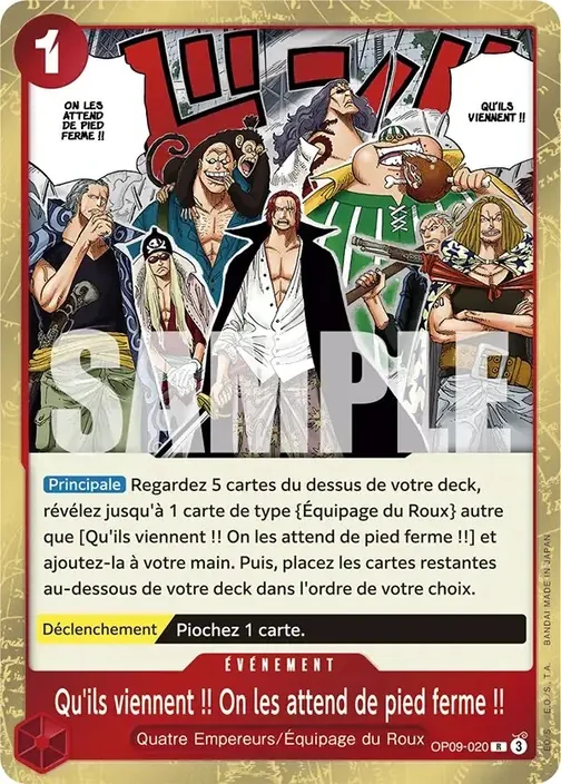 Carte One Piece française OP09-020 Qu'ils viennent !! On les attend de pied ferme !!