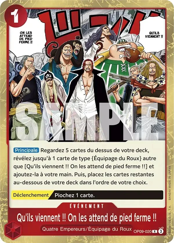 Carte One Piece française Qu'ils viennent !! On les attend de pied ferme !! OP09-020 R