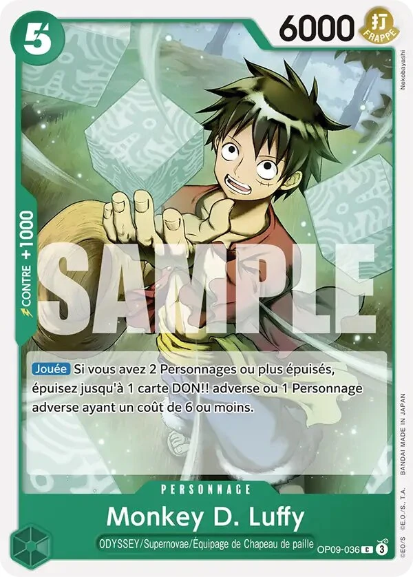 OP09-036 Monkey.D.Luffy illustrée par Nekobayashi (édition française)