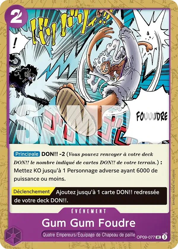 Carte One Piece française Gum Gum Foudre OP09-077 UC