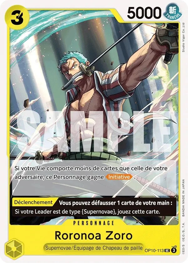 OP10-113 Roronoa Zoro illustrée par Studio Vigor Co. Ltd (édition française)