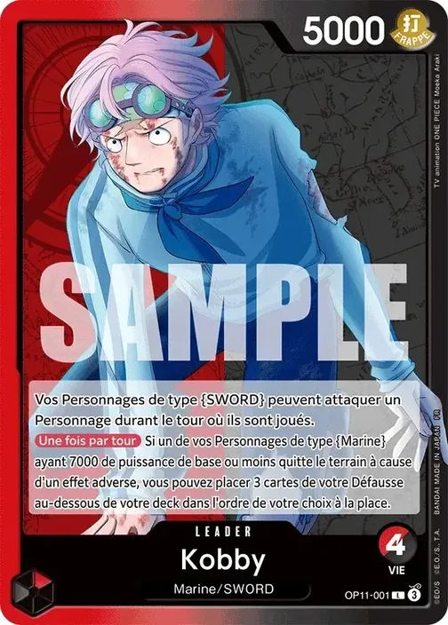 Carte One Piece française OP11-001 Kobby