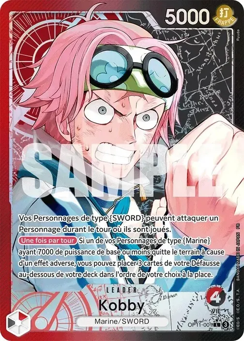 Carte One Piece française OP11-001 Kobby (version 2)