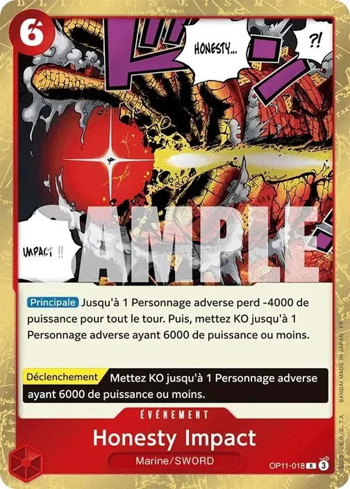 Carte One Piece française OP11-018 Honesty Impact