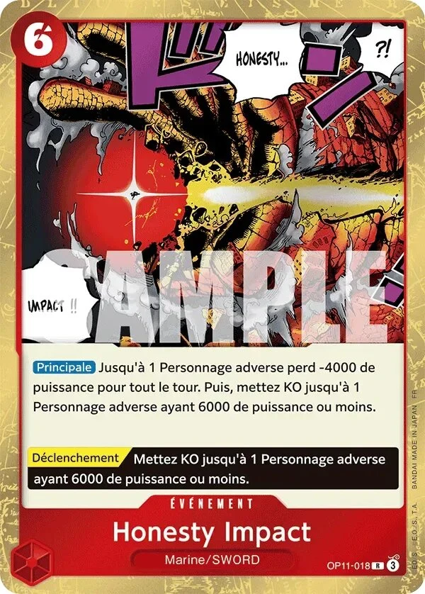 Carte One Piece française Honesty Impact OP11-018 R