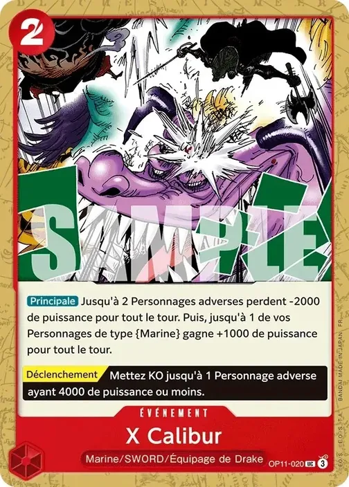 Carte One Piece française OP11-020 X Calibur