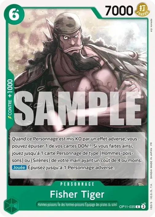 Carte One Piece française OP11-035 Fisher Tiger