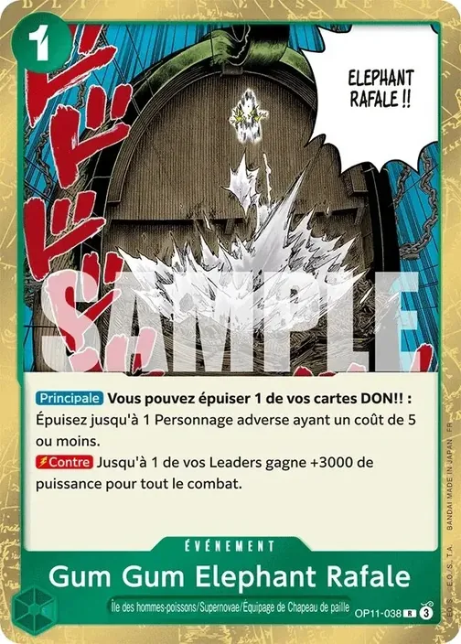Carte One Piece française OP11-038 Gum Gum Elephant Rafale