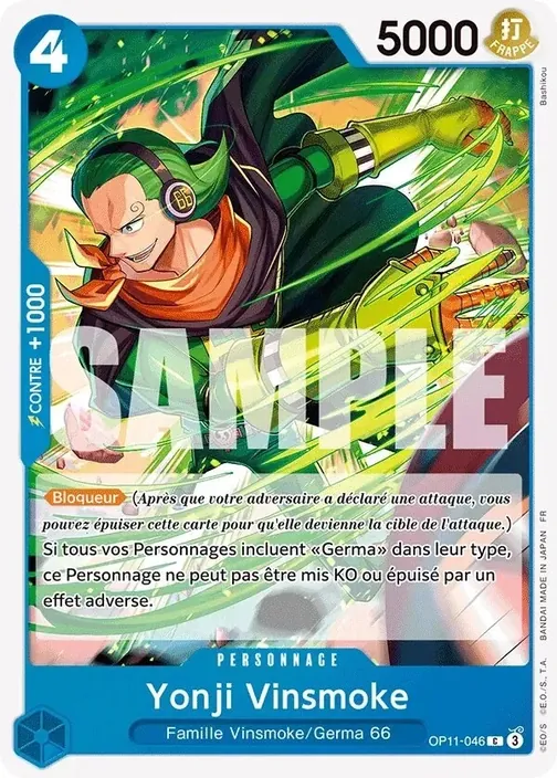 Carte One Piece française OP11-046 Yonji Vinsmoke