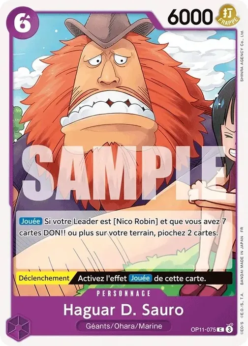 Carte One Piece française OP11-075 Haguar D. Sauro