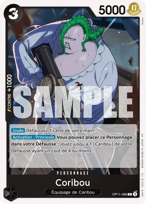 Carte One Piece française OP11-086 Coribou