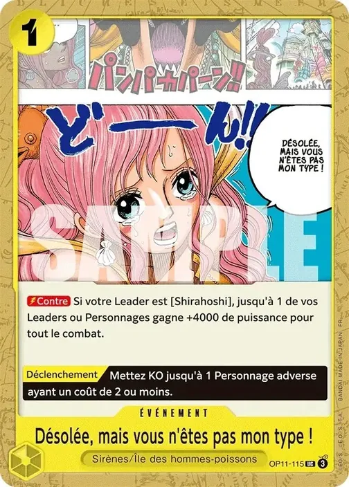 Carte One Piece française OP11-115 Désolée, mais vous n'êtes pas mon type !