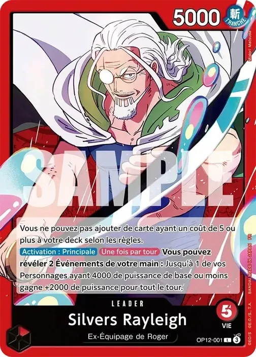 Carte One Piece française OP12-001 Silvers Rayleigh