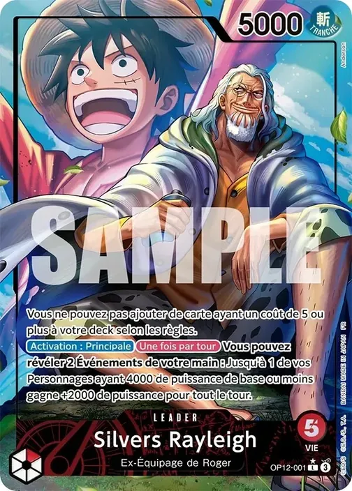 Carte One Piece française OP12-001 Silvers Rayleigh (version 2)