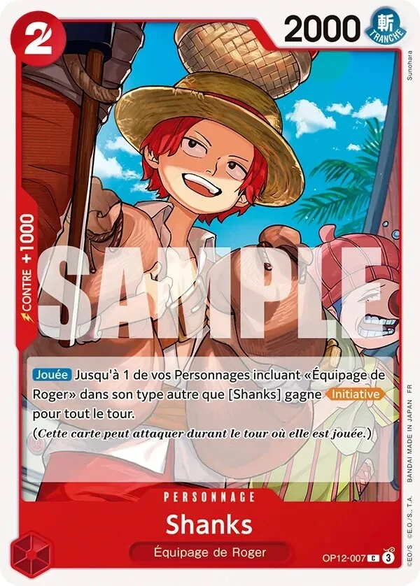 Carte One Piece française Shanks OP12-007 C