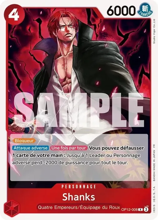 Carte One Piece française OP12-008 Shanks