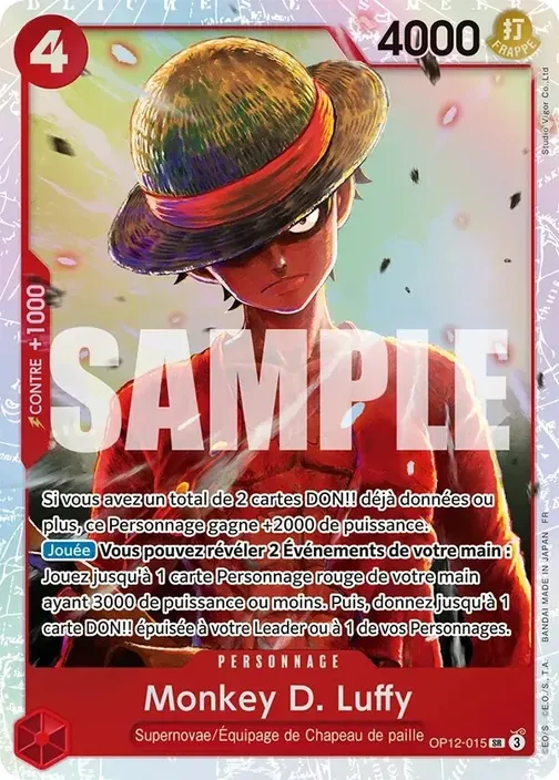 Carte One Piece française OP12-015 Monkey D. Luffy
