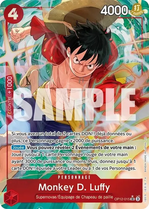 Carte One Piece française OP12-015 Monkey D. Luffy (version 2)