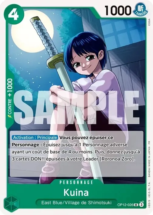 Carte One Piece française OP12-026 Kuina
