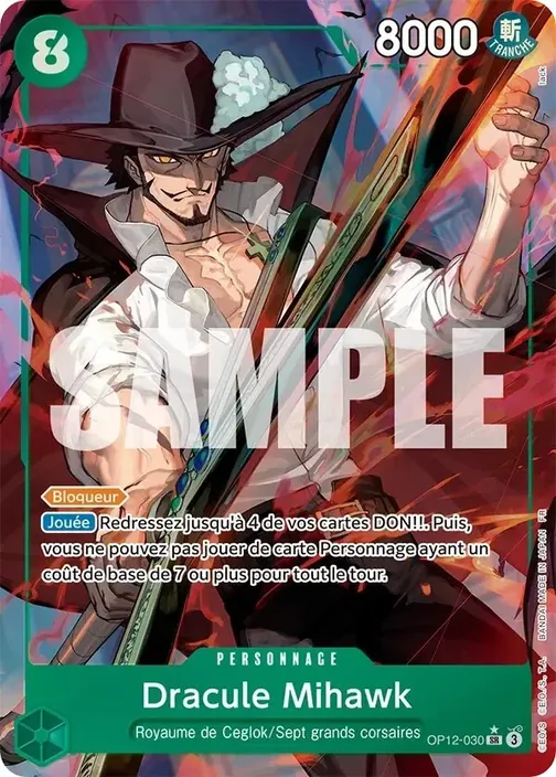 Carte One Piece française OP12-030 Dracule Mihawk (version 2)