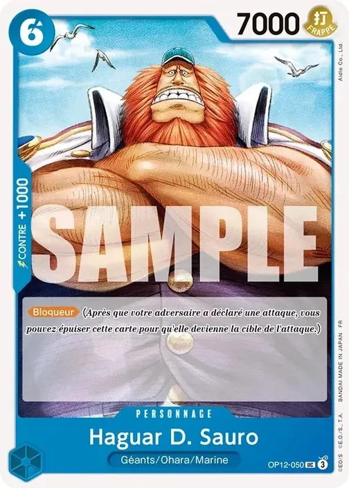 Carte One Piece française OP12-050 Haguar D. Sauro