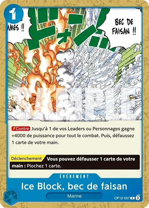 Carte One Piece française OP12-057 Ice Block, bec de faisan