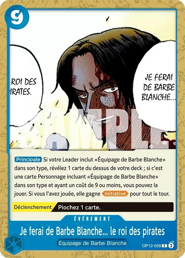 Carte One Piece française Je ferai de Barbe Blanche... le roi des pirates OP12-058 C