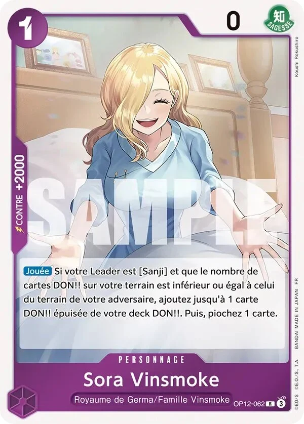 Carte One Piece française Sora Vinsmoke OP12-062 R