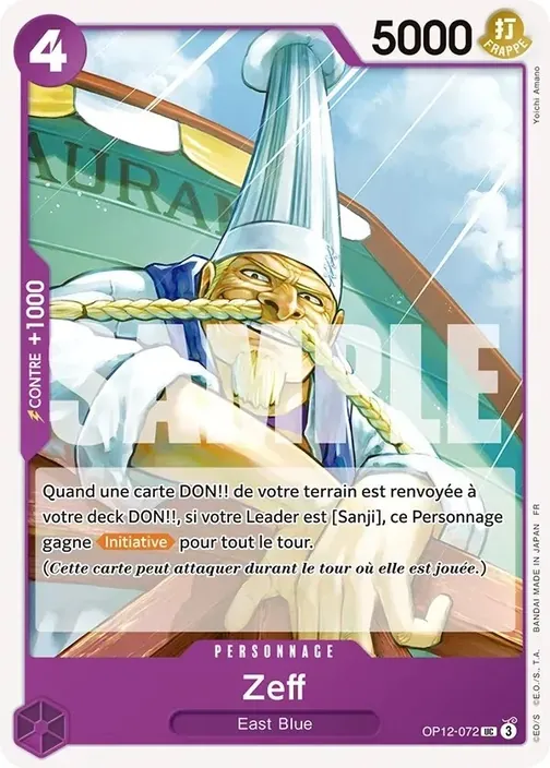 Carte One Piece française OP12-072 Zeff