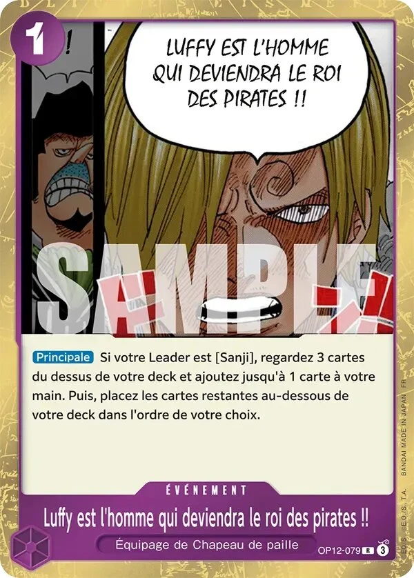 Carte One Piece française Luffy est l'homme qui deviendra le roi des pirates !! OP12-079 R
