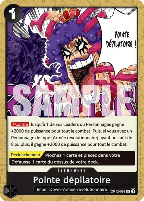 Carte One Piece française OP12-098 Pointe dépilatoire