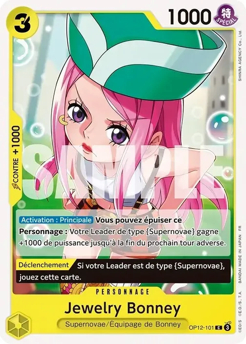 Carte One Piece française OP12-101 Jewelry Bonney