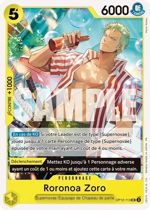 Carte One Piece française OP12-113 Roronoa Zoro