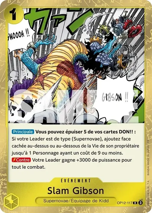 Carte One Piece française OP12-117 Slam Gibson